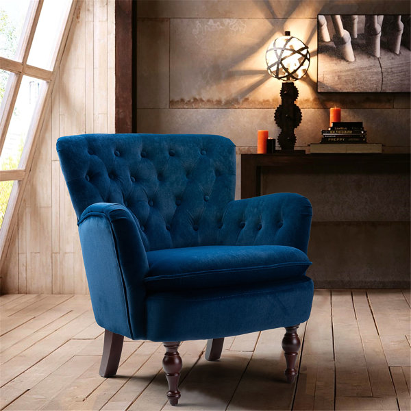Charlton Home® Isabella Tufted Velvet Armchair With Buttontufted